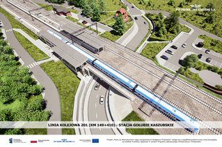 Wizualizacja - linia kolejowa nr 201, stacja Gołubie Kaszubskie, widok z góry