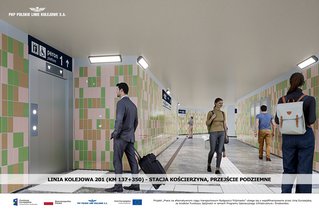 Wizualizacja - linia kolejowa nr 201, stacja Kościerzyna, przejście podziemne